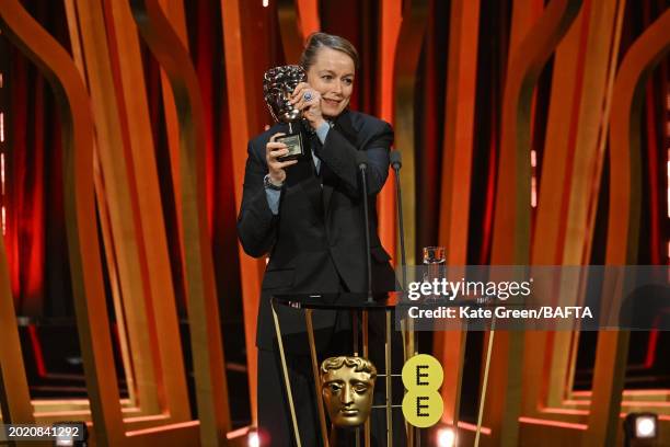 Samantha Morton accepts the Fellowship Award during the 2024 EE BAFTA Film Awards, held at the Royal Festival Hall on February 18, 2024 in London,...