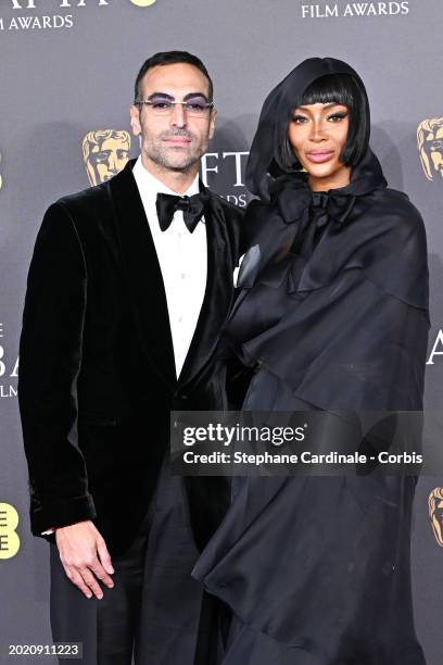 Mohammed Al Turki and Naomi Campbell attends the 2024 EE BAFTA Film Awards at The Royal Festival Hall on February 18, 2024 in London, England.