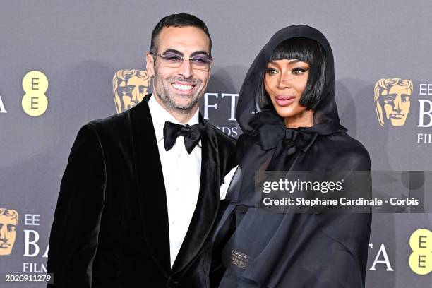 Mohammed Al Turki and Naomi Campbell attends the 2024 EE BAFTA Film Awards at The Royal Festival Hall on February 18, 2024 in London, England.