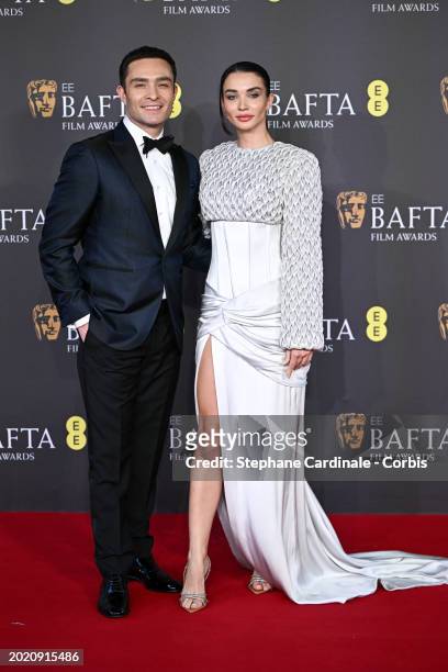 Ed Westwick and Amy Jackson attend the 2024 EE BAFTA Film Awards at The Royal Festival Hall on February 18, 2024 in London, England.