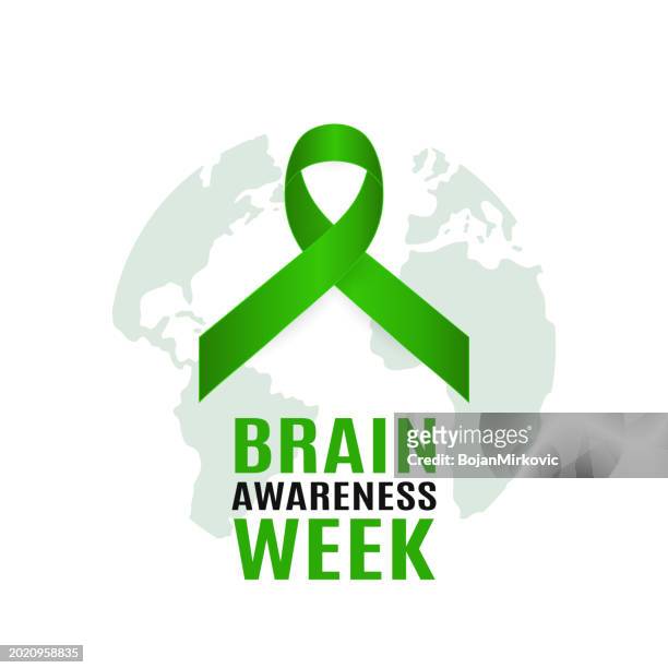 brain awareness week poster, card. vector - brain cancer stock illustrations