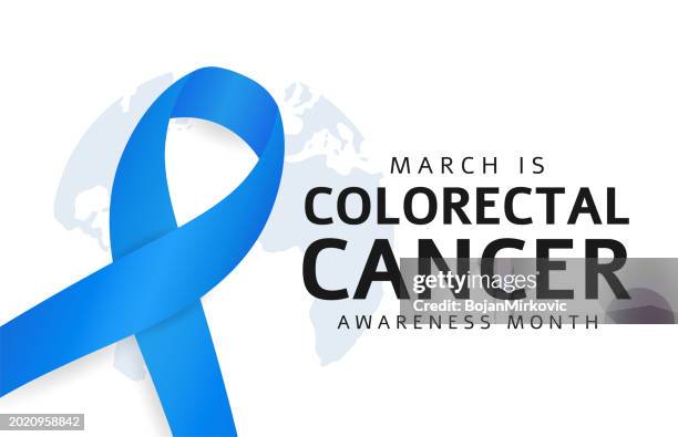 colorectal cancer awareness month card, march. vector - colorectal cancer awareness stock illustrations