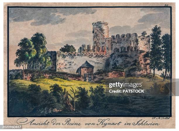 view of the ruins of the kynast (chojnik) castle - ruine stock pictures, royalty-free photos & images