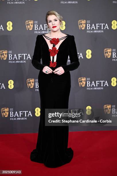 Emerald Fennell attends the 2024 EE BAFTA Film Awards at The Royal Festival Hall on February 18, 2024 in London, England.