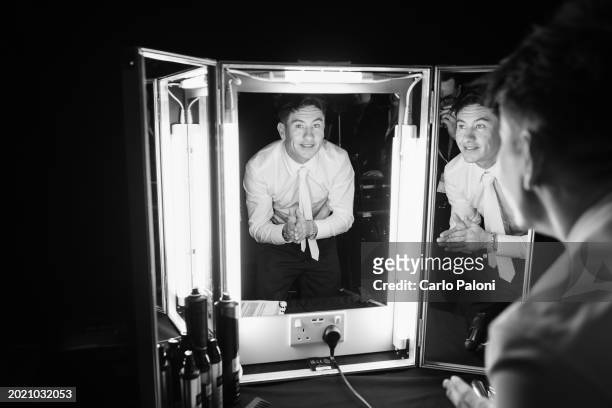 Barry Keoghan backstage during the EE BAFTA Film Awards 2024 at The Royal Festival Hall on February 18, 2024 in London, England.