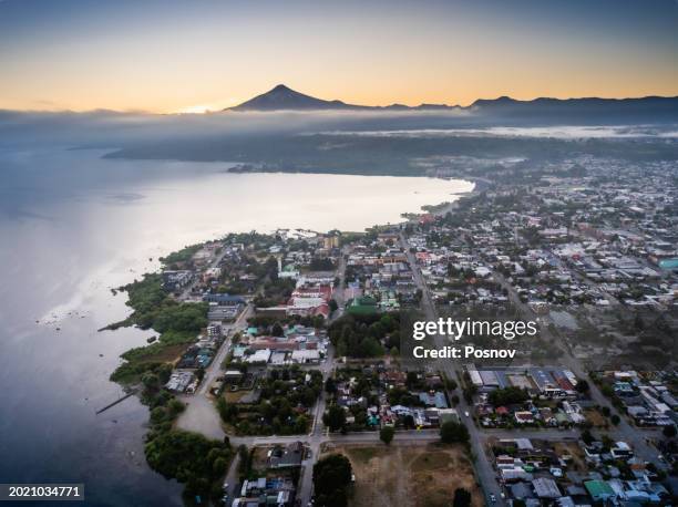 sunrise over villarrica - villarrica stock pictures, royalty-free photos & images