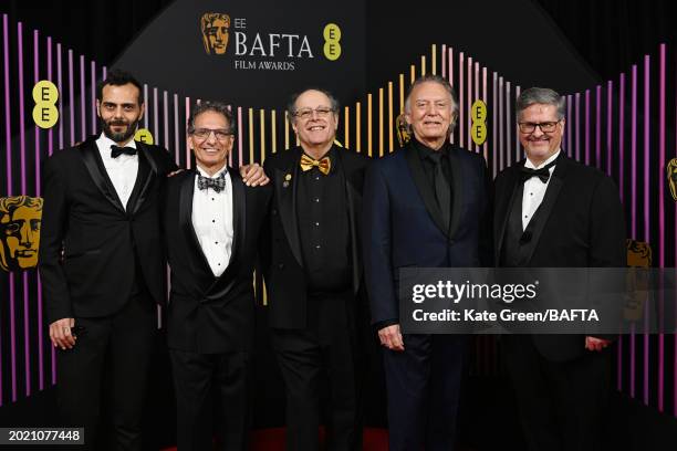 Angelo Bonanni, Lee Orloff, Bernard Weiser, Andy Nelson and Tony Lamberti attend the EE BAFTA Film Awards 2024 at The Royal Festival Hall on February...