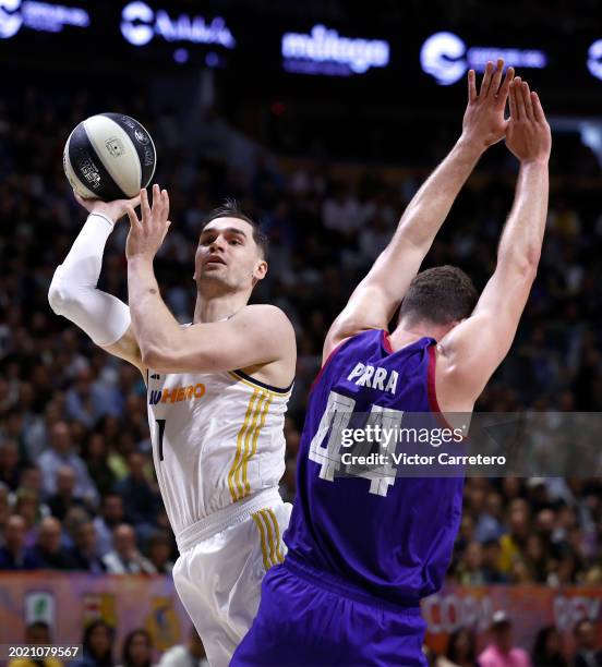 Mario Hezonja player of Real Madrid in action during the Semi Final 2024 Copa del Rey de Baloncesto match between Real Madrid and FC Barcelona at...