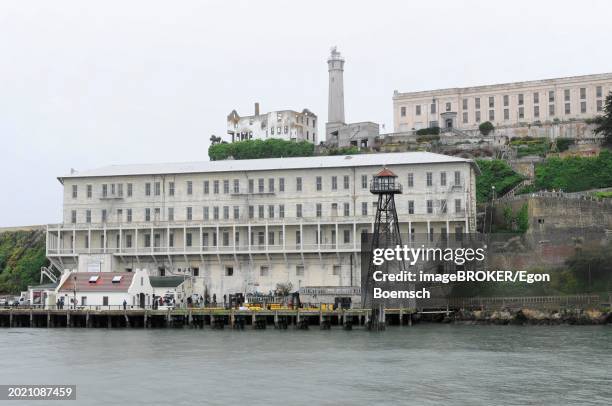 partial view, former alcatraz prison, san francisco, california, usa, north america - alcatraz stock pictures, royalty-free photos & images