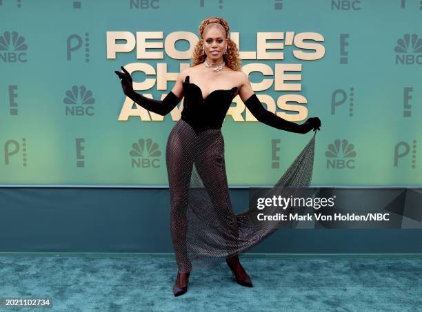 Pictured: Laverne Cox arrives to the 2024 People's Choice Awards held at Barker Hangar on February 18, 2024 in Santa Monica, California. --