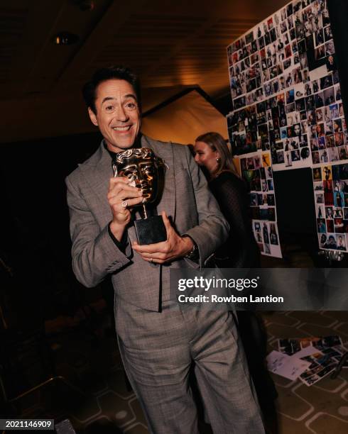 Robert Downey Jr. Backstage during the EE BAFTA Film Awards 2024 at The Royal Festival Hall on February 18, 2024 in London, England.