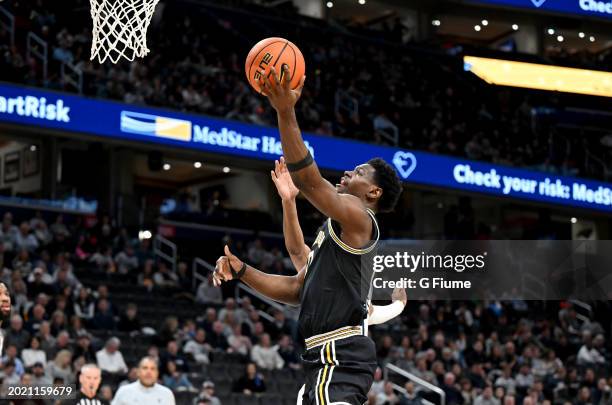 Bamba of the Villanova Wildcats drives to the basket against the Georgetown Hoyas at Capital One Arena on February 16, 2024 in Washington, DC.