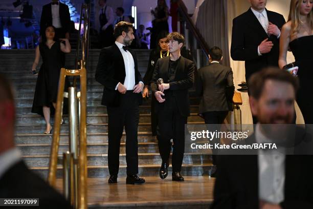 Cillian Murphy departs the EE BAFTA Film Awards 2024 Dinner at The Royal Festival Hall on February 18, 2024 in London, England.