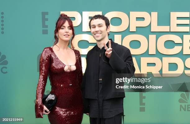 Emily Cannon and Max Schneider attend the 2024 People's Choice Awards at Barker Hangar on February 18, 2024 in Santa Monica, California.