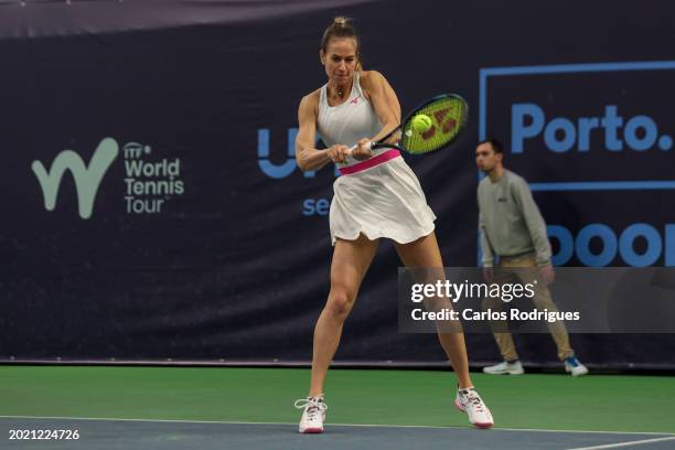 Anna Bondar from Hungary in action during the match between Valeria Savinykh and Anna Bondar from Hungary during the 2024 ITF World Tennis Tour W75...