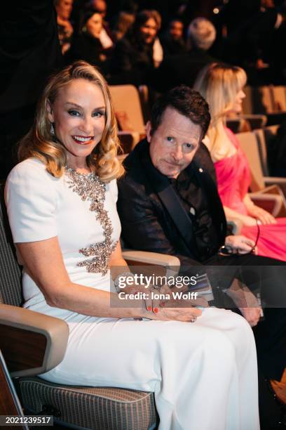 Tracy Pollan and Michael J. Fox attend the EE BAFTA Film Awards 2024 at The Royal Festival Hall on February 18, 2024 in London, England.