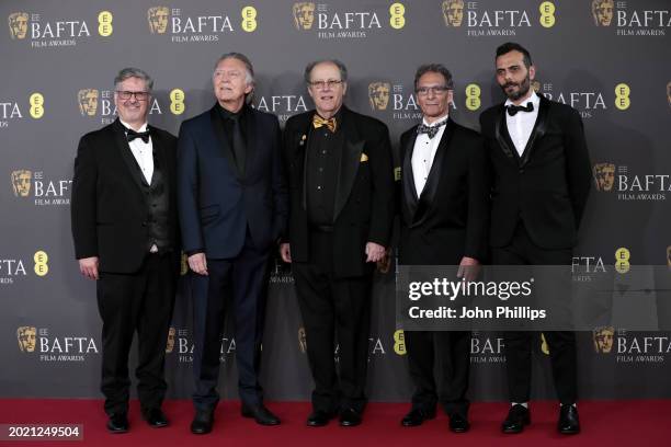 Tony Lamberti, Andy Nelson, Bernard Weiser, Lee Orloff and Angelo Bonanni attend the 2024 EE BAFTA Film Awards at The Royal Festival Hall on February...