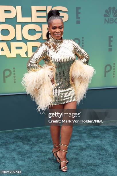 Pictured: Kandi Burruss arrives to the 2024 People's Choice Awards held at Barker Hangar on February 18, 2024 in Santa Monica, California. --