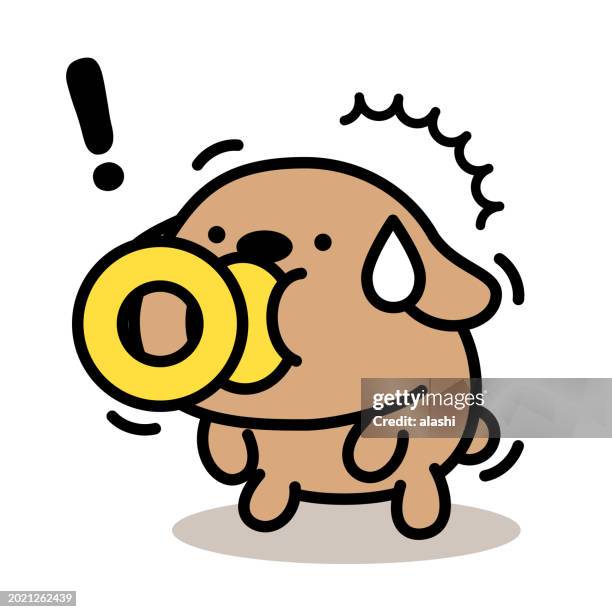 a cute dog sucking a pacifier stands on its hind legs and is shocked - purity stock illustrations
