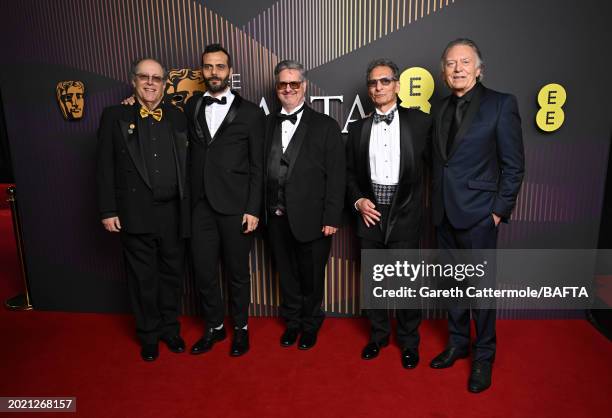 Bernard Weiser, Angelo Bonanni, Tony Lamberti, Lee Orloff and Andy Nelson attend the EE BAFTA Film Awards 2024 at The Royal Festival Hall on February...