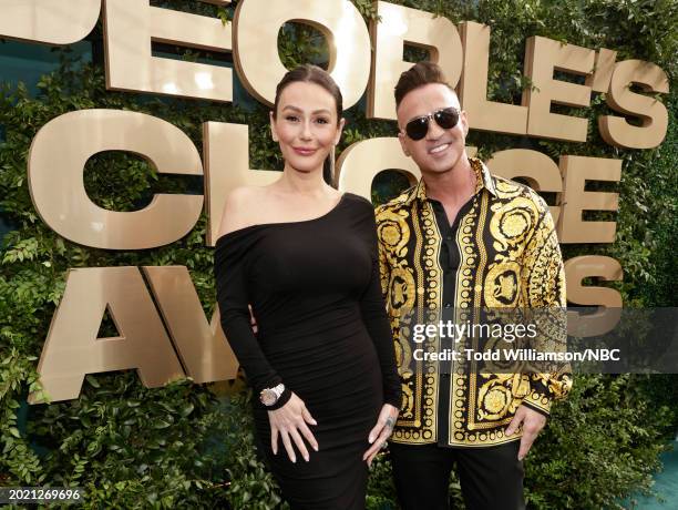 Pictured: Jenni Farley and Michael Sorrentino arrive to the 2024 People's Choice Awards held at Barker Hangar on February 18, 2024 in Santa Monica,...