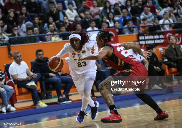 Kahleah Copper of CBK Mersin in action during the FIBA EuroLeague Women quarter-final series first match between CBK Mersin and Casademont Zaragoza...