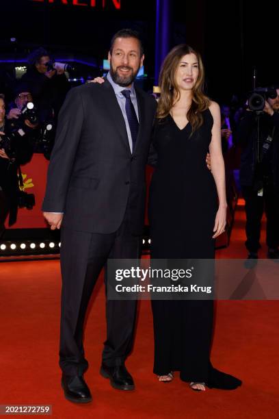 Adam Sandler and Jackie Sandler attend the "Spaceman" premiere during the 74th Berlinale International Film Festival Berlin at Berlinale Palast on...