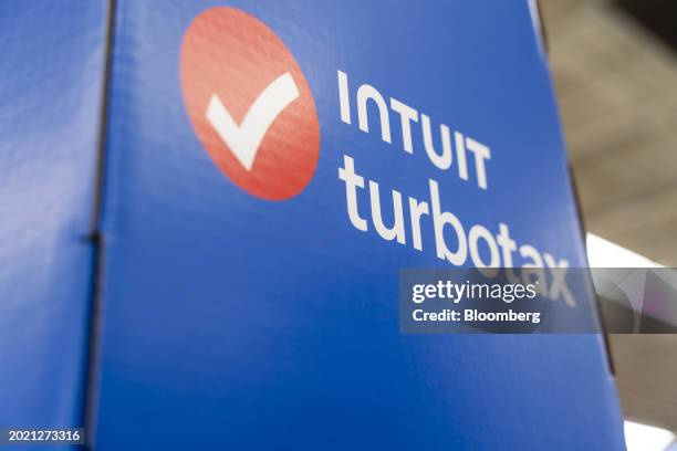 Intuit Turbotax at store in the Brooklyn borough of New York, US, on Wednesday, Jan. 24, 2024. Intuit Inc. Is scheduled to release earnings figures...