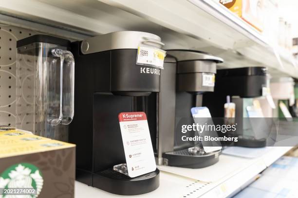 Keurig coffee makers at a store in New York, US, on Wednesday, Jan. 24, 2024. Keurig Dr Pepper Inc. Is scheduled to release earnings figures on...