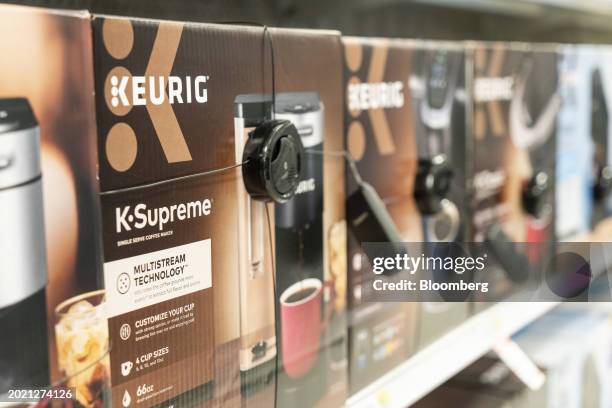 Keurig coffee makers at a store in New York, US, on Wednesday, Jan. 24, 2024. Keurig Dr Pepper Inc. Is scheduled to release earnings figures on...