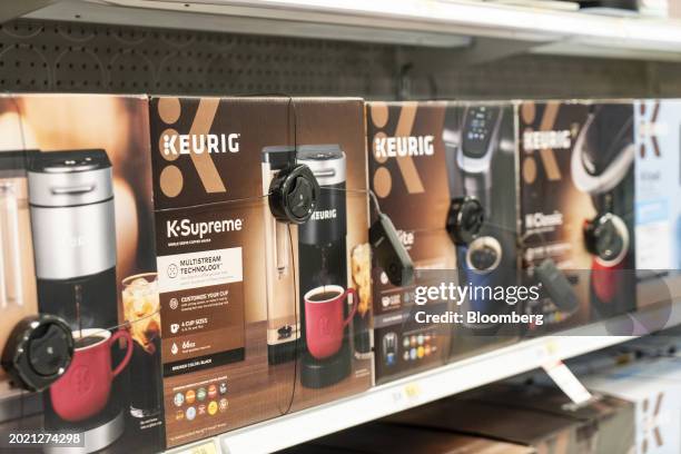 Keurig coffee makers at a store in New York, US, on Wednesday, Jan. 24, 2024. Keurig Dr Pepper Inc. Is scheduled to release earnings figures on...