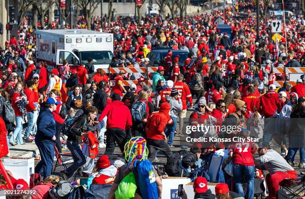 After gunfire broke out, some people took cover and others fled during the Kansas City Chiefs Super Bowl rally on Feb. 14 at Union Station in Kansas...