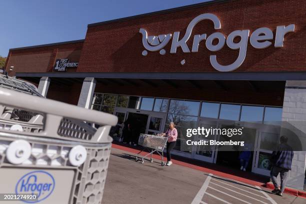 Kroger grocery store in Dallas, Texas, US, on Wednesday, Feb. 21, 2024. The US Federal Trade Commission and a group of states are poised to sue as...