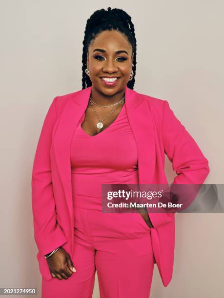 Dr. Shamyra Howard of 'Couple to Throuple' poses for TV Guide Magazine during the 2024 Winter TCA Portrait Studio at The Langham Huntington, Pasadena...