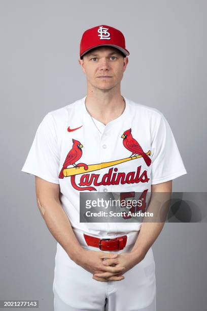 Sonny Gray of the St. Louis Cardinals poses for a photo during the St. Louis Cardinals Photo Day at Roger Dean Chevrolet Stadium on Wednesday,...
