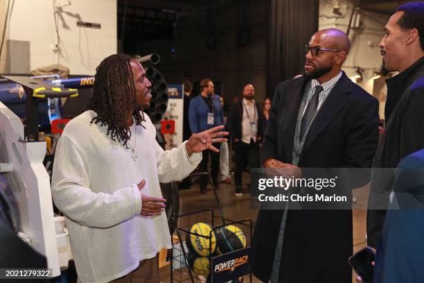 Andre Iguodala and SiR look on before the NBA All-Star Game as part of NBA All-Star Weekend on Sunday, February 18, 2024 at Gainbridge Fieldhouse in...