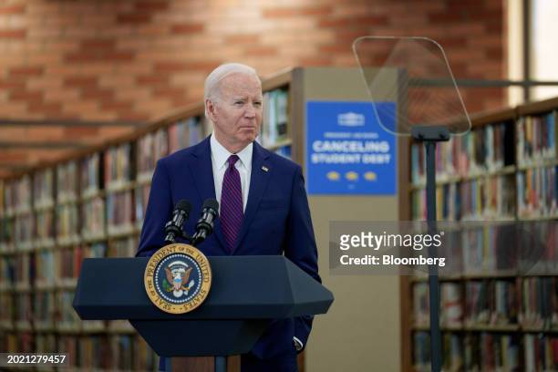 President Joe Biden at the Culver City Julian Dixon Library in Culver City, California, US, on Wednesday, Feb. 21, 2024. Biden's administration...