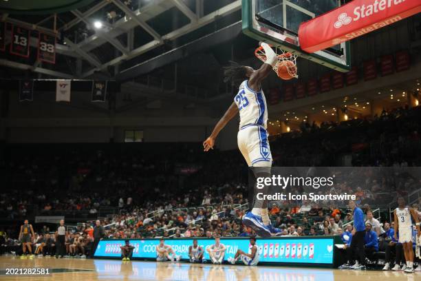 Duke Blue Devils forward Mark Mitchell dunks the ball in the second half during the game between the Duke Blue Devils and the Miami Hurricanes on...