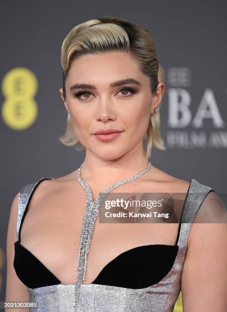 Florence Pugh attends the 2024 EE BAFTA Film Awards at The Royal Festival Hall on February 18, 2024 in London, England.