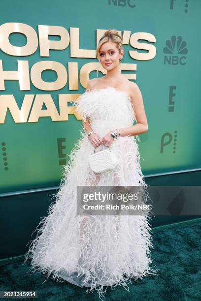 Pictured: Hannah Godwin arrives to the 2024 People's Choice Awards held at Barker Hangar on February 18, 2024 in Santa Monica, California. --