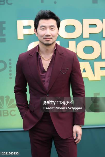 Simu Liu attends the 2024 People's Choice Awards at Barker Hangar on February 18, 2024 in Santa Monica, California.