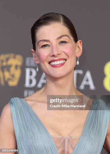 Rosamund Pike attends the 2024 EE BAFTA Film Awards at The Royal Festival Hall on February 18, 2024 in London, England.