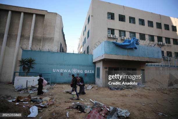 View of the destruction as a result of Israeli attacks at the UNRWA headquarters, which provides assistance to millions of Palestinians and is...