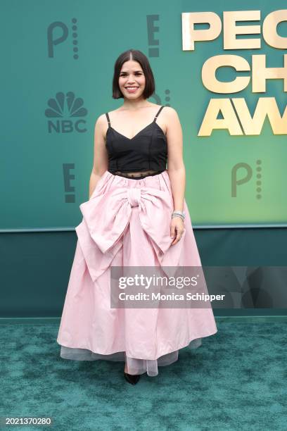 America Ferrera attends the 2024 People's Choice Awards at Barker Hangar on February 18, 2024 in Santa Monica, California.