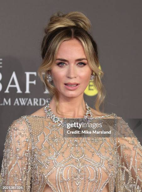 Emily Blunt attends the 2024 EE BAFTA Film Awards at The Royal Festival Hall on February 18, 2024 in London, England.