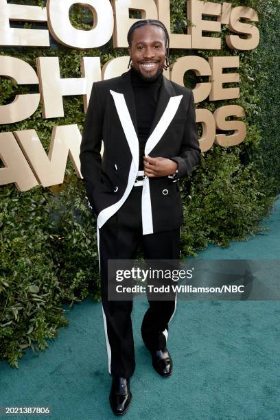Pictured: Shameik Moore arrives to the 2024 People's Choice Awards held at Barker Hangar on February 18, 2024 in Santa Monica, California. --