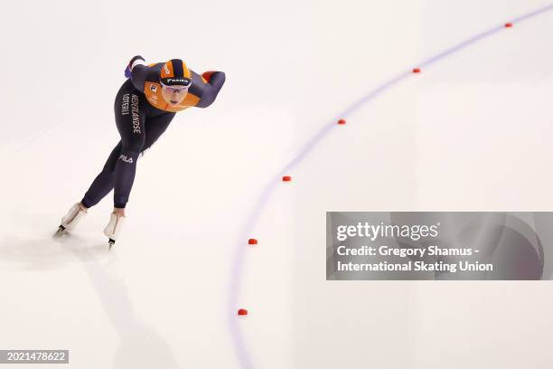 Joy Beune of the Netherlands skates in the Woman's 5000m during day three of the ISU World Single Distances Speed Skating Championships at the...