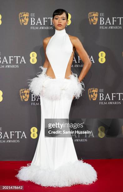 Taylor Russell attends the 2024 EE BAFTA Film Awards at The Royal Festival Hall on February 18, 2024 in London, England.