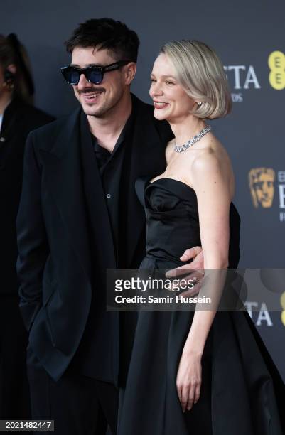 Marcus Mumford and Carey Mulligan attends the 2024 EE BAFTA Film Awards at The Royal Festival Hall on February 18, 2024 in London, England.
