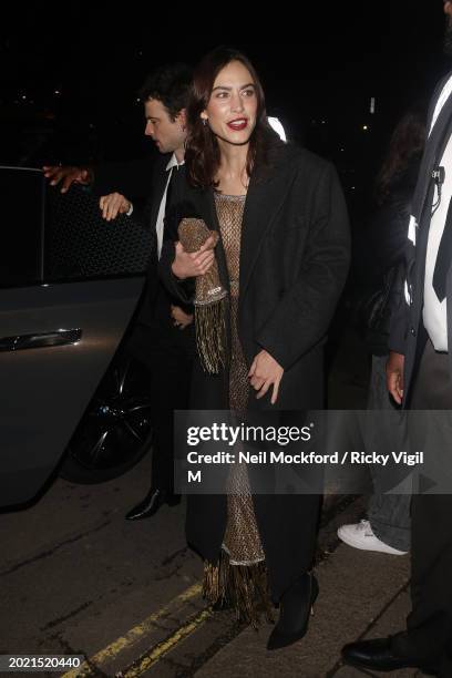 Alexa Chung and Tom Sturridge attend the British Vogue And Tiffany & Co. Celebrate Fashion And Film Party 2024 at Annabel's on February 19, 2024 in...